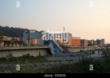 Morandi eingestürzten Brücke in Genua Italien Stockfoto