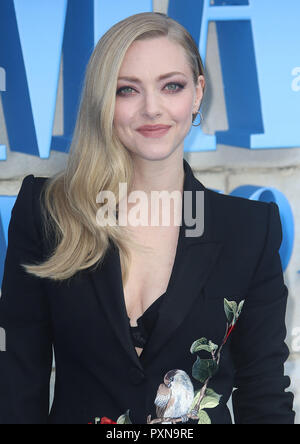 Juli 16, 2018 - Amanda Seyfried an 'Mamma Mia! Hier gehen wir wieder" - Weltpremiere, das Hammersmith Apollo in London, Großbritannien Stockfoto