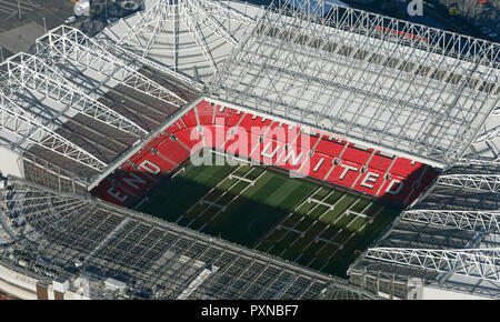 Luftaufnahme des Manchester United Old Trafford Stadions Stockfoto