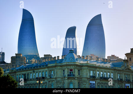 Die Flamme Türmen. Baku, Aserbaidschan Stockfoto