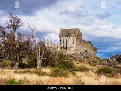 Teufel Stuhl Felsformation, Cueva del Milodon Naturdenkmal, Puerto Natales, Ultima Esperanza Provinz Patagonien, Chile Stockfoto