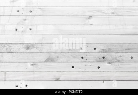 Weiße Textur von natürlichen hölzernen Planken. Flache Ansicht Stockfoto