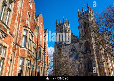 Ein Blick auf das York Minster, die Kathedrale und Metropolitical Kirche St. Peter in York, Yorkshire, England Stockfoto