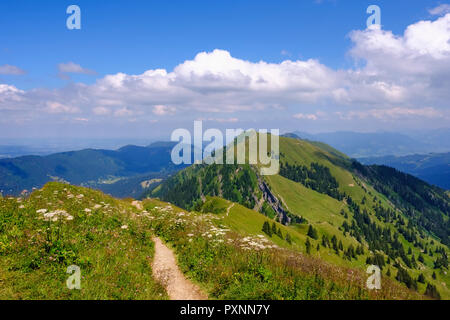 Deutschland, Bayern, Allgaeu, Oberallgaeu, Oberstaufen, Allgäu Alpen, Blick vom Hochgrat, Rindalphorn und Gleichenwanger Kopf Stockfoto