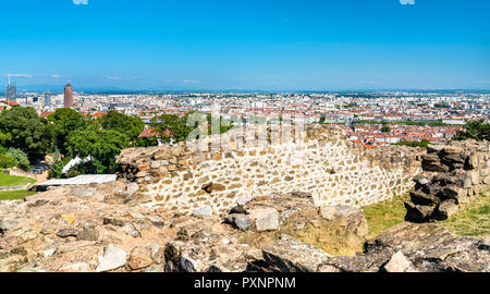 Panorama von Lyon aus dem antiken Theater von Fourviere. Frankreich Stockfoto