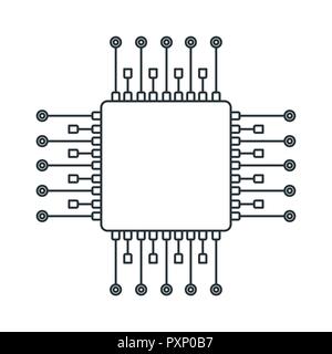 Prozessor Symbol Leitung. Zubehör für digitale Geräte Stock Vektor