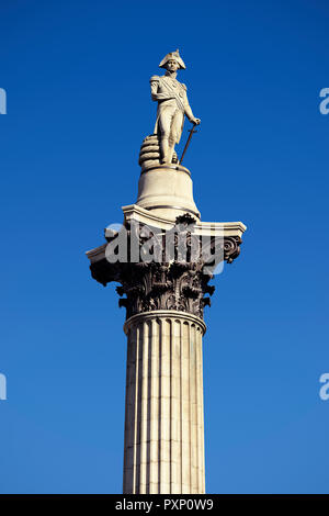 Nelsons Column, Trafalgar Square, London, England, Vereinigtes Königreich Stockfoto