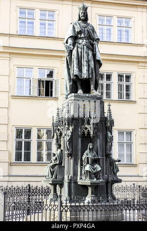 Denkmal Karl IV. in Prag, Tschechische Republik, Statue von Karl IV. in Prag, Tschechische Republik, Prag, Tschechisch, Republik, Kaiser, Karl IV, Wenzel, s Stockfoto