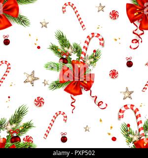 Candy Cane und Farbband isoliert Stock Vektor