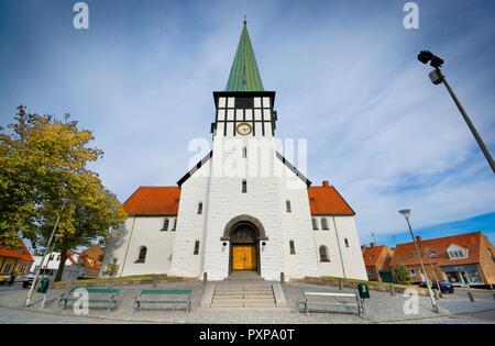 Rönne, Dänemark - 19 August 2018: Alte St. Nicolas Kirche im Zentrum von Rönne Stadt - Hauptstadt der Insel Bornholm Stockfoto