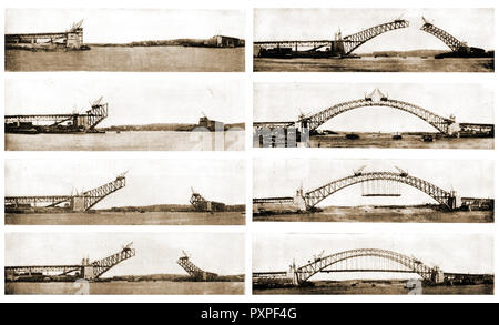 Eine Reihe von gedruckten Fotografien der Bau der Sydney Harbour Bridge, Australien zwischen dem 28. Juli 1923 und 19. Januar 1932 Stockfoto