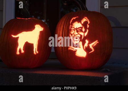 David S Kürbisse geschnitzt Halloween Kürbis von der Saturday Night Live Sketch Stockfoto