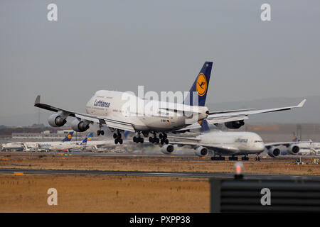 D-ABVY: Boeing 747-430 Lufthansa am Flughafen Frankfurt am Main (FRA), 23.09.2018 Stockfoto