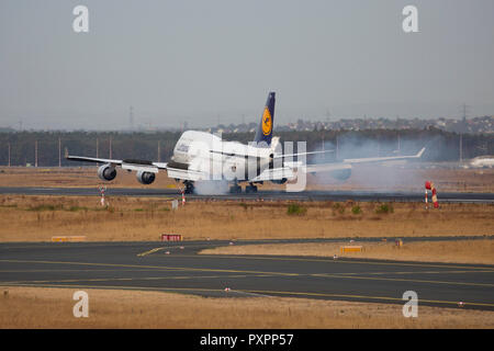 D-ABVY: Boeing 747-430 Lufthansa am Flughafen Frankfurt am Main (FRA), 23.09.2018 Stockfoto