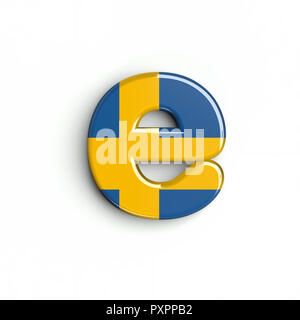 Schweden Flagge Buchstabe E - Senken - Fall 3 d schwedische Schrift auf weißem Hintergrund. Dieses Alphabet ist perfekt für kreative Illustrationen verwandten, aber nicht li Stockfoto