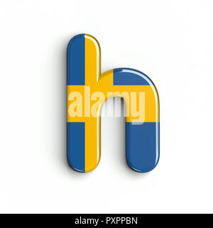 Schweden Flagge Buchstabe H - Senken - Fall 3 d schwedische Schrift auf weißem Hintergrund. Dieses Alphabet ist perfekt für kreative Illustrationen verwandten, aber nicht li Stockfoto