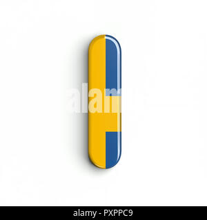 Schweden Flagge Buchstabe L - Kleine 3d-schwedische Schrift auf weißem Hintergrund. Dieses Alphabet ist perfekt für kreative Illustrationen beziehen, aber nicht begrenzt Stockfoto
