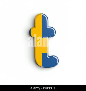 Schweden Flagge Buchstabe T - Senken - Fall 3 d schwedische Schrift auf weißem Hintergrund. Dieses Alphabet ist perfekt für kreative Illustrationen verwandten, aber nicht li Stockfoto
