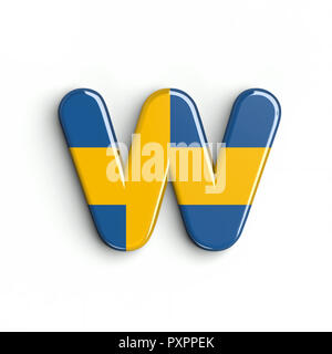 Schweden Flagge Buchstabe W - Senken - Fall 3 d schwedische Schrift auf weißem Hintergrund. Dieses Alphabet ist perfekt für kreative Illustrationen verwandten, aber nicht li Stockfoto