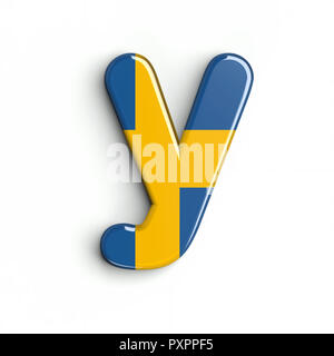 Schweden Flagge Buchstabe Y - Kleinbuchstaben 3d-schwedische Schrift auf weißem Hintergrund. Dieses Alphabet ist perfekt für kreative Illustrationen verwandten, aber nicht Lim Stockfoto