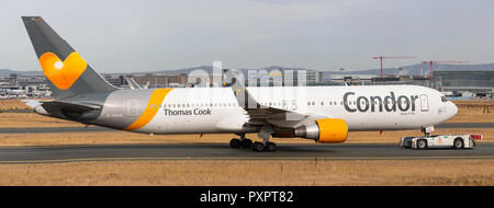 D-ABUD, Boeing 767-300 der Condor am Flughafen Frankfurt am Main (FRA), 23.09.2018 Stockfoto