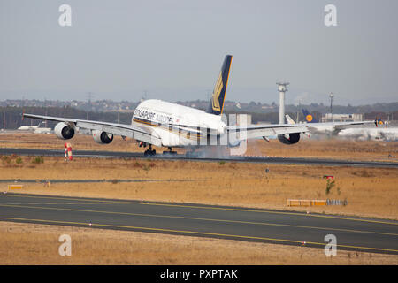 9 V-SKS, Airbus A380 der Singapore Airlines am Flughafen Frankfurt am Main (FRA), 23.09.2018 Stockfoto