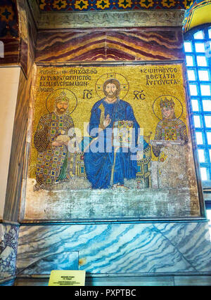 Die Zoe Mosaik, eine byzantinische Mosaik in der oberen südlichen Galerie der Hagia Sophia Moschee entfernt. Istanbul, Türkei. Stockfoto