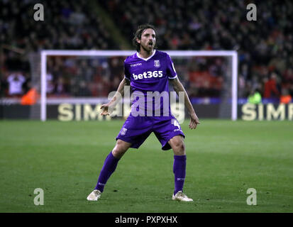 Stoke City Joe Allen feiert ersten Ziel seiner Seite des Spiels zählen während der Himmel Wette Meisterschaft Gleiches an Bramall Lane, Sheffield. Stockfoto