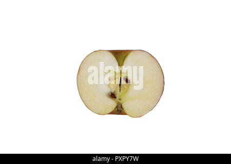 Apple Slice auf weißen isoliert. Ansicht von oben. Mit Freistellungspfad Stockfoto