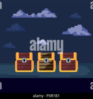 Drei Brust Schatz video spiel Vector Illustration Stock Vektor