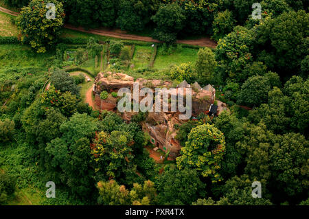 Luftaufnahme des Rock Häuser gehauen aus Sandstein am Heiligen Austin Rock Kinver Rand West Midlands Stockfoto