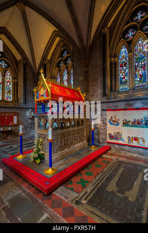 Grab des Heiligen Thomas de Cantilupe in Hereford Cathedral, Herefordshire, England, Vereinigtes Königreich, Europa Stockfoto