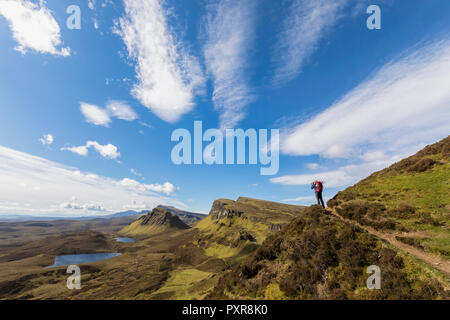 Großbritannien, Schottland, Innere Hebriden, Isle of Skye, Trotternish, Quiraing, touristische Auf Wanderweg Stockfoto