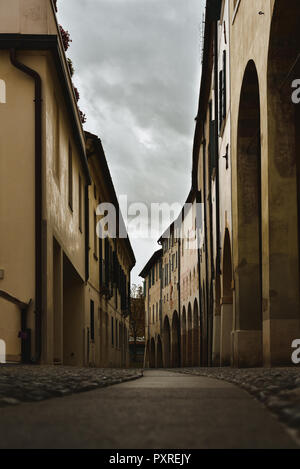 Kleine Straße mit Kopfsteinpflaster in Treviso Italien Stockfoto