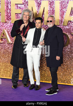 London, Großbritannien. 23. Oktober, 2018. London, Großbritannien. 23. Okt 2018. Gehirn, Rami Malek und Roger Taylor an der Weltpremiere von 'Bohemian Rhapsody' an SSE Arena Wembley am 23. Oktober 2018 in London, England Credit: Gary Mitchell, GMP-Media/Alamy Live News Credit: Gary Mitchell, GMP-Media/Alamy leben Nachrichten Stockfoto