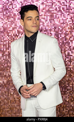 Rami Malek besucht die Weltpremiere von 'Bohemian Rhapsody' an SSE Wembley Arena. Stockfoto