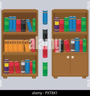 Bücherschrank in zwei Versionen. Vector Abbildung. Stock Vektor