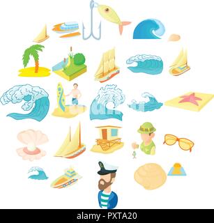 Seasearch Symbole, Cartoon Stil Stock Vektor