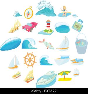 Meeresforschung Symbole, Cartoon Stil Stock Vektor