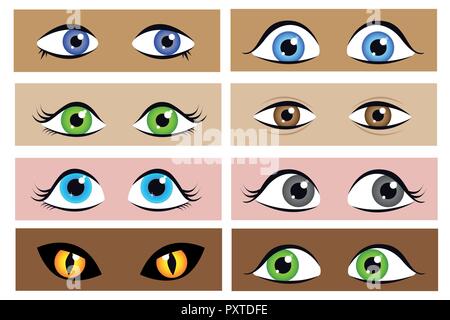 Satz von anderen Augen Cartoon Illustration Vektor EPS 10. Stock Vektor