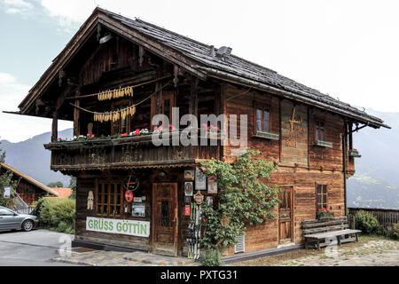 Altes Holzhaus in Ladis, Tirol, Österreich, alten Holzhaus in Ladis, Tirol, Österreich, Ladis, Dorf, Mitte, Inntal, Europa, Holz, Holz, Haus Stockfoto