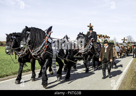 Leonhardifahrt in Benediktbeuren, Oberbayern, Deutschland, traditionelle Leonhard Parade, Leonhardifahrt in Benediktbeuern, Oberbayern, Deutschland, bava Stockfoto