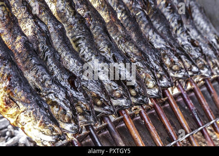 Oktoberfest in München, Steckerlfische Bei der Fischer-Vroni Auf der Wiesn Stockfoto