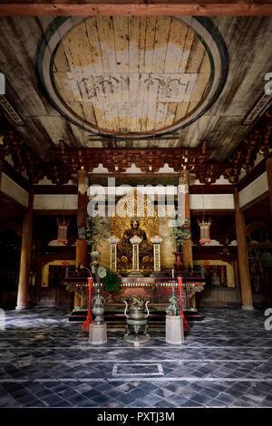 Schöne alte goldene Buddha Statue in Butsu - Höhle, Buddha Hall, der Daitoku-ji, Zen-buddhistischen Tempel, der Tempel der große Tugend, Kyoto, Japan Stockfoto