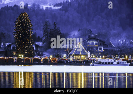 Weihnachtsmarkt in Rottach-Egern am Tegernsee, Bayern, Deutschland, Weihnachtsmarkt in Rottach-Egern am Tegernsee, Bayern, Deutschland, Christkindl Stockfoto