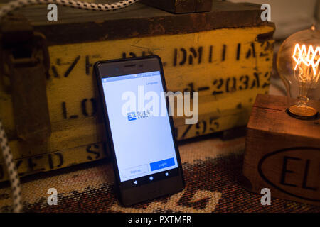 Die alipay Anwendung gesehen auf einem Sony Smartphone angezeigt. Stockfoto