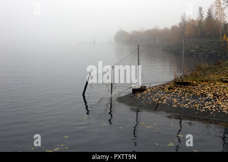 Foggy Lakeshore, Lappeenranta Finnland Stockfoto