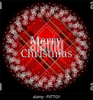 Weihnachten Kranz mit Tannenzweigen und Kegel auf tartan Hintergrund. Vector Illustration. Stock Vektor