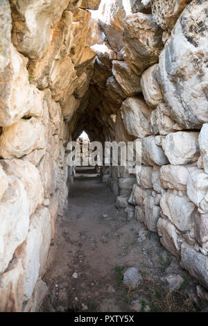 Griechenland, Peloponnes Argolis, Tiryns, archäologische Stätte, Schloss, Galerie Stockfoto