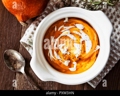 Schüssel von Hokkaido Suppe mit Sahne Stockfoto